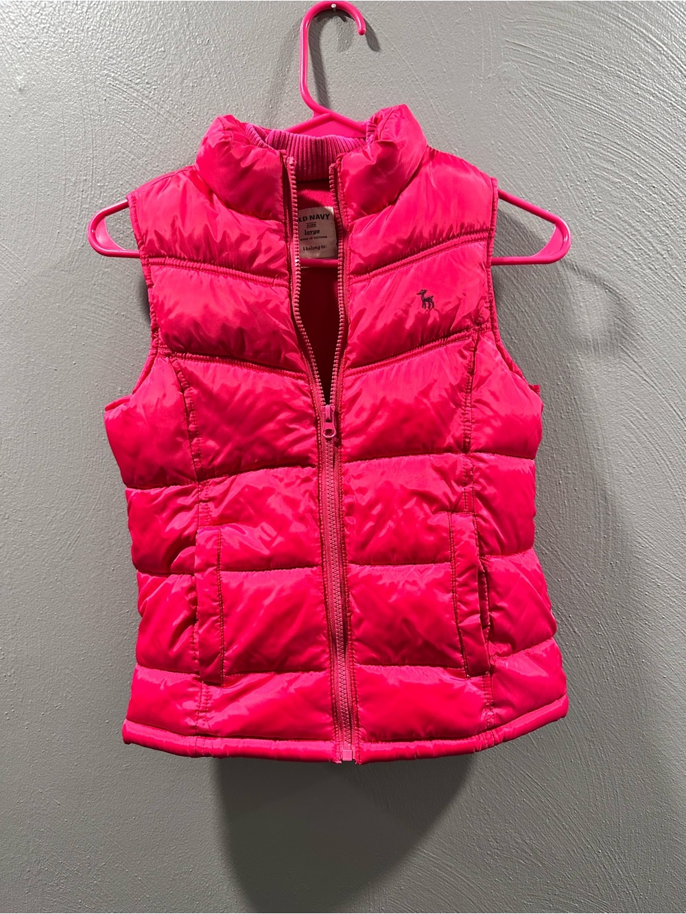 Vintage Old Navy Bright Hot Pink Quilted Puffer Vest